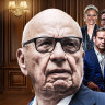 Rupert Murdoch with children Elisabeth, Lachlan and James.