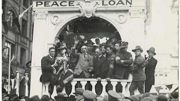 The great orator: prime minister Billy Hughes speaks for the cause of conscription in Sydney's Martin Place in 1916.