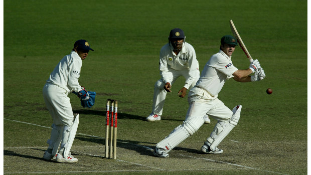 Perfect day: Steve Waugh en route to his famous century at the SCG in 2003.