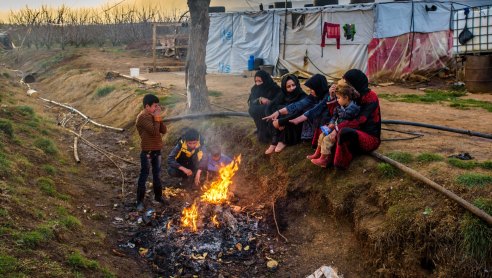 A Syrian refugee family in West Bekaa, Lebanon. 