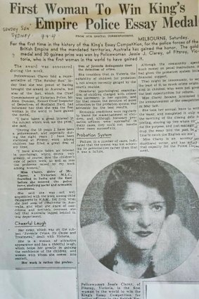 A 1939 newspaper report on Jessie Clarey’s King’s Empire award.