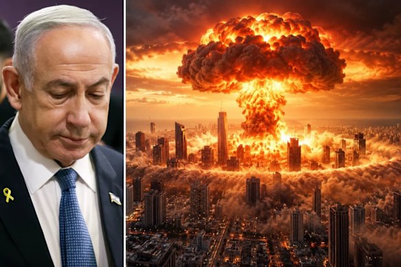 Benjamin Netanyahu si è rivolto ai social media per pubblicare un'immagine apocalittica generata dall'intelligenza artificiale di una bomba nucleare sganciata nel centro di Tel Aviv.