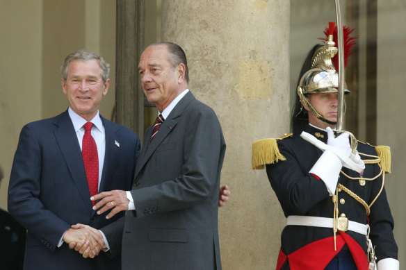 Chirac with then-US President George W Bush in 2004.