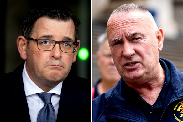 Former premier Daniel Andrews and union boss Peter Marshall.