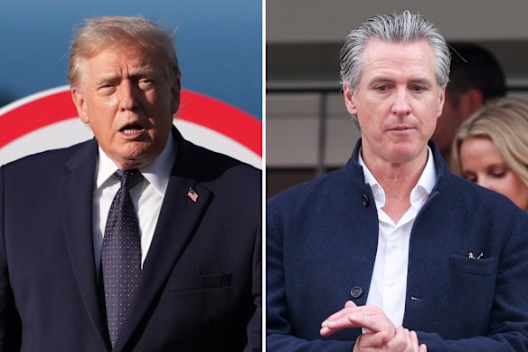 California Governor Gavin Newsom (right) says he was the victim of a politically motivated investigation by US President Donald Trump’s Department of Justice.