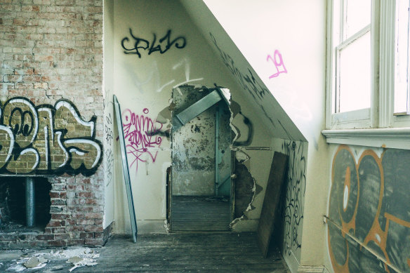 Much of the Railway Hotel had sunk into derelict condition when the new owners started renovating.