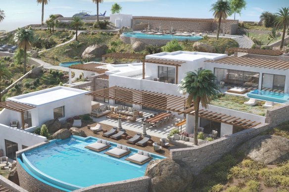The new home in Mykonos consists of two villas.