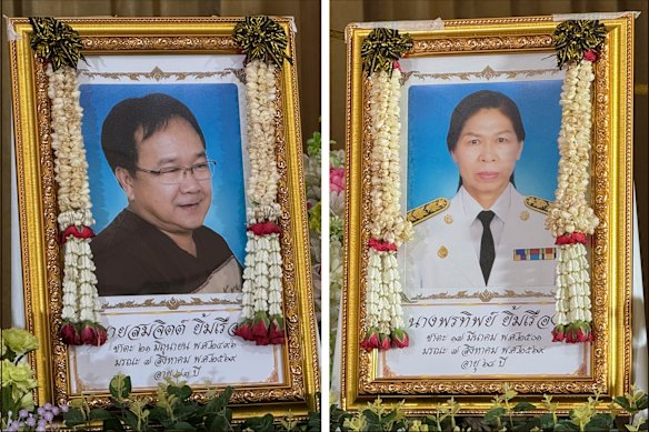 Retired husband and wife Somchit and Pornthip were murdered at home by their grandson on Friday, before he moved on to his high school.