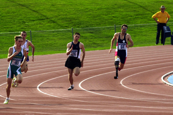 Athletes at the Australian track and field championships for athletes with a disability. 