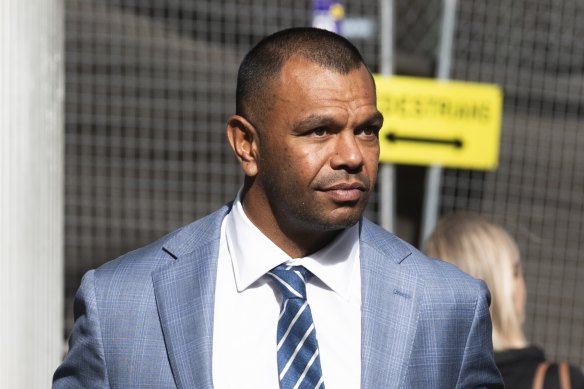 Wallabies player Kurtley Beale arrives at Downing Centre District Court on Thursday to hear closing addresses in his sexual assault trial.