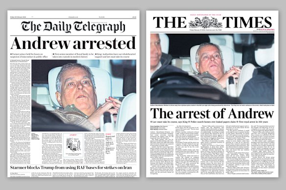 As primeiras páginas de sexta-feira do Daily Telegraph e do Times.