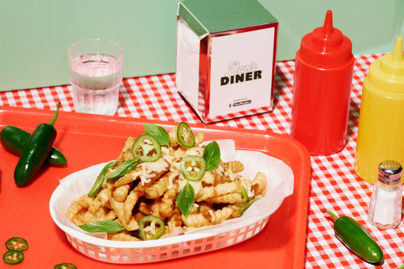 Crinkle-cut fries with jalapeno, mozzarella and basil at Dan’s Diner.