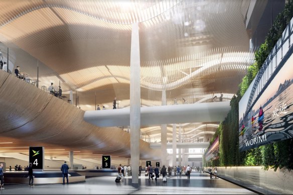 An artist's impression of the interior of the new terminal at Badgerys Creek.
