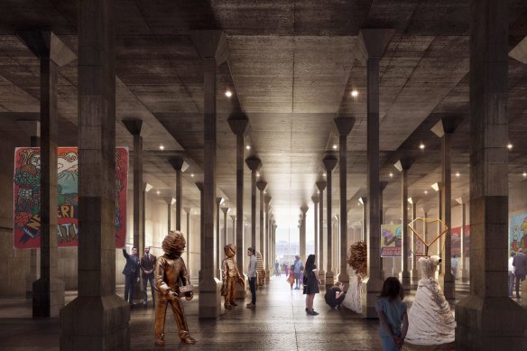 An artist’s impression shows what the new Oil Tank Gallery could look like at Sydney Modern.