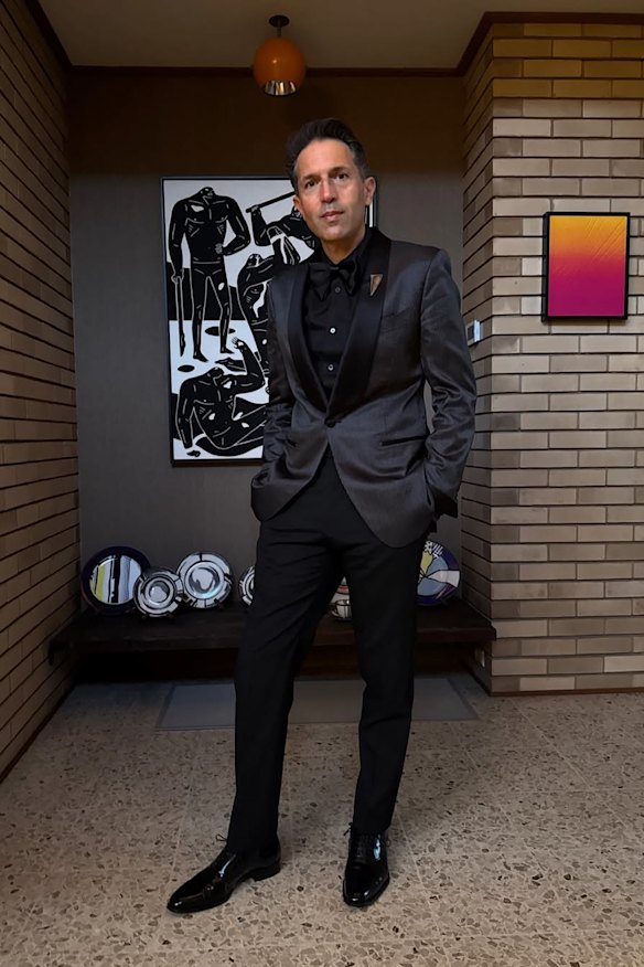 Ben Shewry wearing a second-hand Tom Ford jacket he got off FB Marketplace. “I like a good suit,” he writes on Instagram.