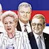 Western Bulldogs powerbrokers: (back) Garry Johnson and Peter Gordon, and (front), Alan Johnstone, Susan Alberti and David Smorgon.