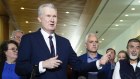  Workplace Relations Minister Tony Burke at a press conference with transport workers at Parliament House in Canberra in September. 