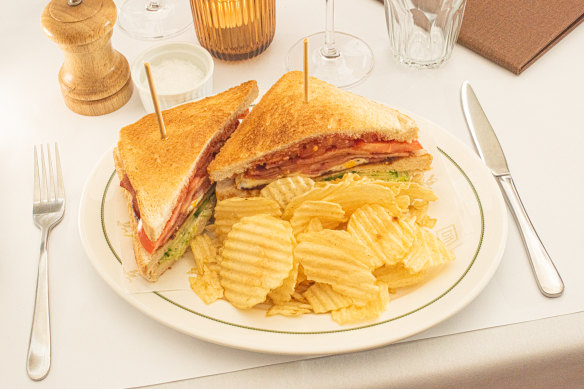 The club sandwich with crisps at Daylesford Hotel.