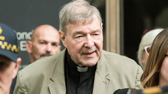 Cardinal George Pell leaving the County Court in Melbourne.