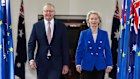 Prime Minister Anthony Albanese and European Commission President Ursula von der Leyen leaving the House of Representatives on Tuesday afternoon.