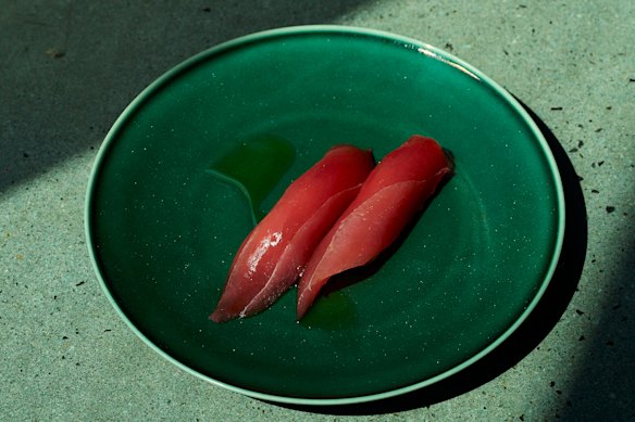 Future Future’s tuna nigiri with wasabi oil.
