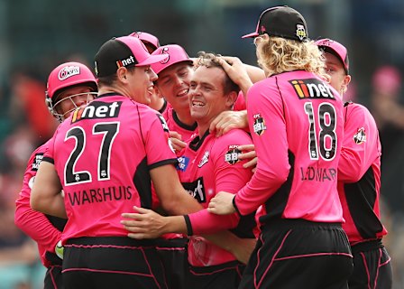 SOK it to ’em ... celebrating one of his 63 BBL wickets for the Sixers.