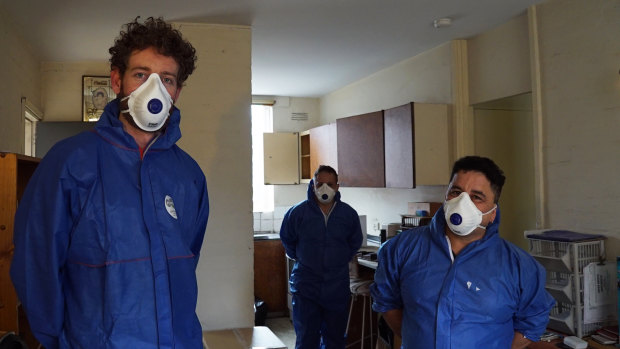 Melbourne Forensic Cleaners Josh Marsden, Carlos Lopez and Daniel Rodriguez on the job.  