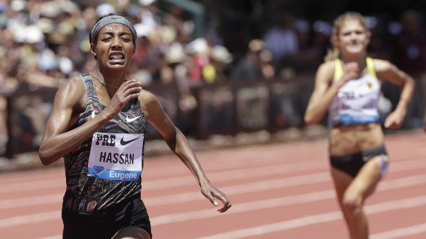 Sifan Hassan has broken the world record in the mile. She is pictured above winning a 3000m Diamond League race on June 30.