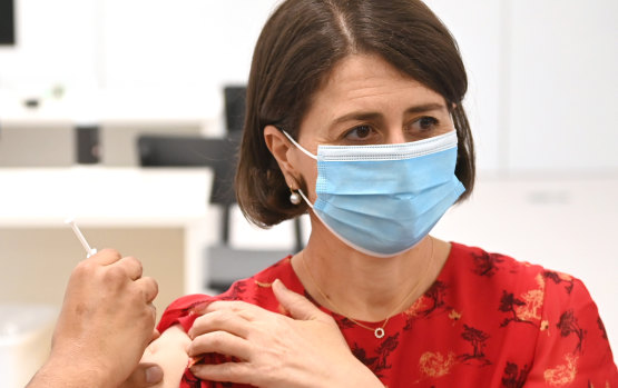NSW Premier Gladys Berejiklian receives her second vaccination on June 2.