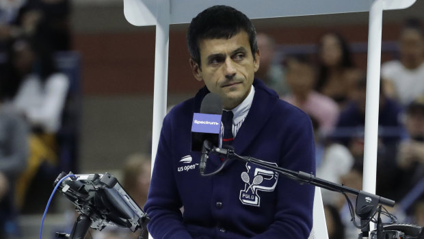 Chair umpire Carlos Ramos during the US Open final.