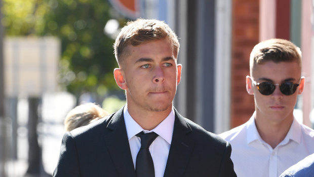 In doubt: Callan Sinclair arrives at Wollongong Local Court.