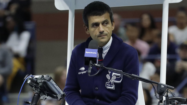 Support: Chair umpire Carlos Ramos during the US Open final.