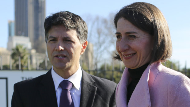 Finance Minister Victor Dominello with Premier Gladys Berejiklian.