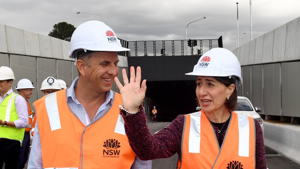 NSW Premier Gladys Berejiklian (right) and Minister for Transport and Roads Andrew Constance inspect the almost-completed M4 WestConnex tunnels in Sydney,