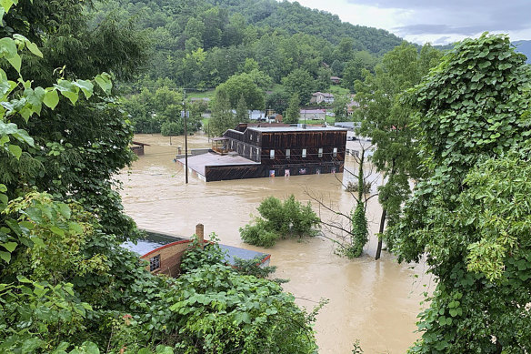 A building in Whitesburg, Kentucky after flooding. 