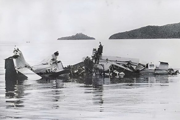 The scene of the Double Six plane crash in Borneo.