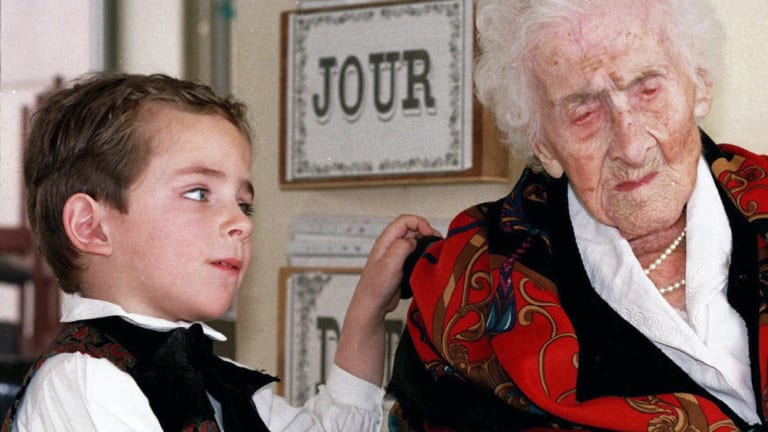 Pictured in 1997, Jeanne Calment – the oldest woman ever at 122 years and 164 days.