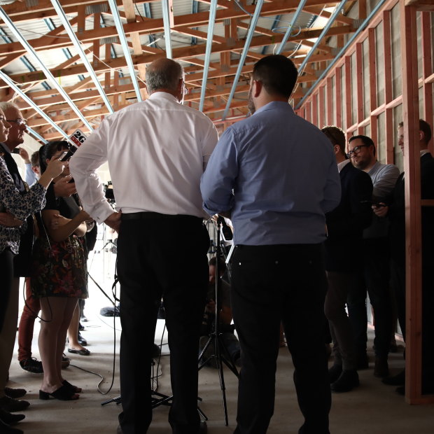 Scott Morrison speaks to the media during a campaign stop in Townsville. 