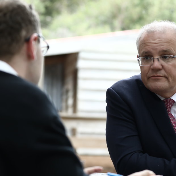 The Sydney Morning Herald and The Age interviewing Scott Morrison on the campaign trail in Tasmania.