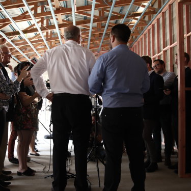 Scott Morrison speaks to the media during a campaign stop in Townsville. 