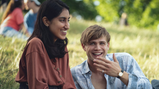 Ambika Mod and Leo Woodall in <i>One Day</i>.