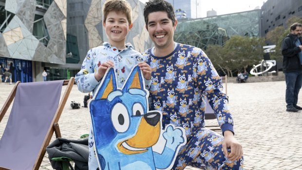 With pyjamas and tatts, Melbourne’s biggest Bluey fans gather for special episode