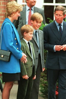 King Charles and his late former wife Diana, princess of Wales, accompany their sons Harry and William to Eton in September 1995.