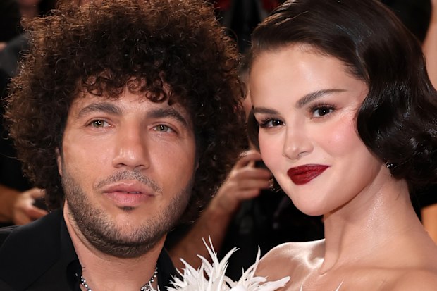 Benny Blanco and Selena Gomez at the 83rd Annual Golden Globe Awards at The Beverly Hilton on January 11, 2026 in Beverly Hills, California.