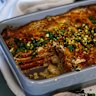 Strained yoghurt (labne), zaatar and Aleppo pepper add a Middle Eastern twist to vegetarian lasagne.