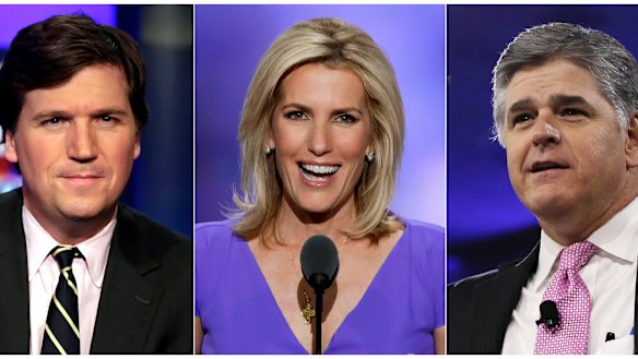 Fox News hosts Tucker Carlson, Laura Ingraham and Sean Hannity reach millions of viewers each night. 