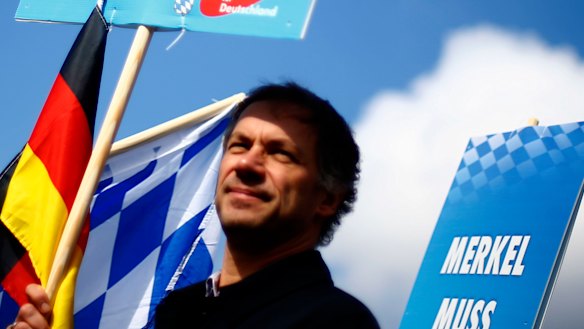 A supporter of the right-wing Alternative for Germany party.