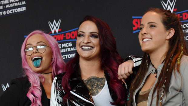 The Riott Squad, in town for a WWE show at the MCG.