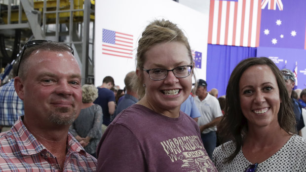 "I'm 52 years old and the growth of the economy is the best I've ever seen, so I'm real happy," says Mike Schaub, pictured with Judy Schaub and Ashley Doty.
