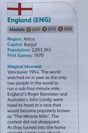 England is listed in an African country in the official program for the 2018 Gold Coast Commonwealth Games.